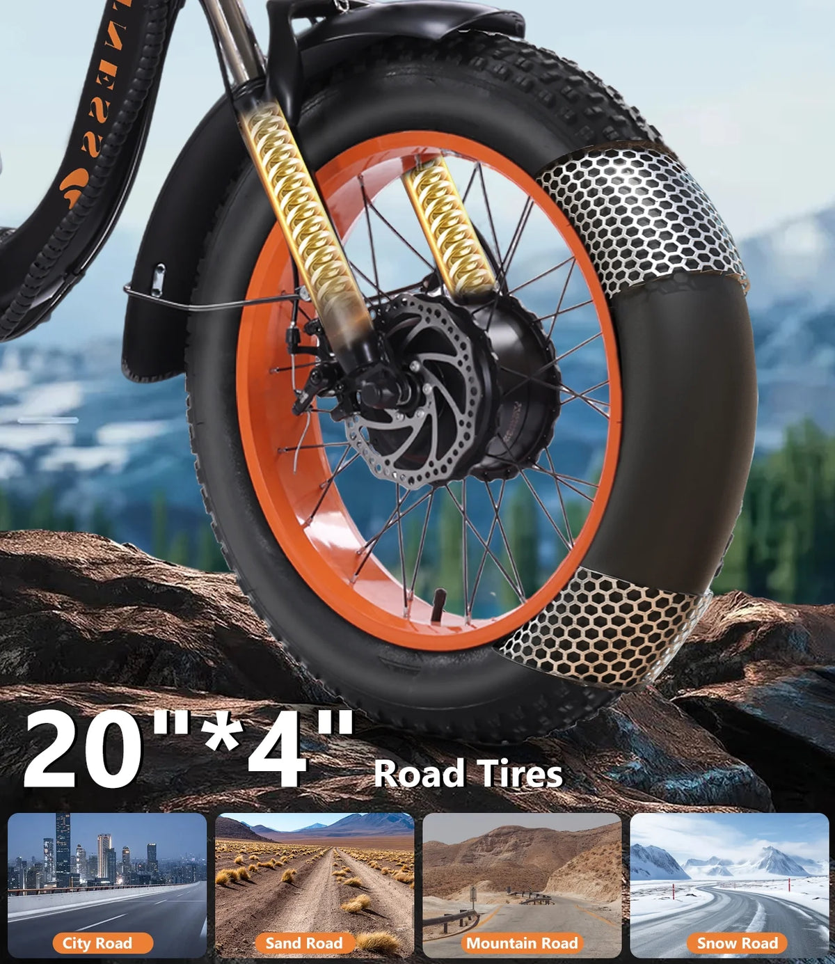 YEBEI Electric Tricycle for Adults Folding E-Trike Motorized Tricycle Electric 3 Wheels Trike Powerful 500W Motor Electric Tricycle 48V15AH Lithium Battery Max 20MPH 20*4.0�� Fat Tire Orange