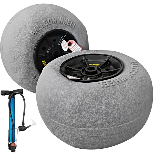 VEVOR Beach Balloon Wheels, 13" Replacement Sand Tires, TPU Cart Tires for Kayak Dolly, Canoe Cart and Buggy w/ Free Air Pump, 2-Pack