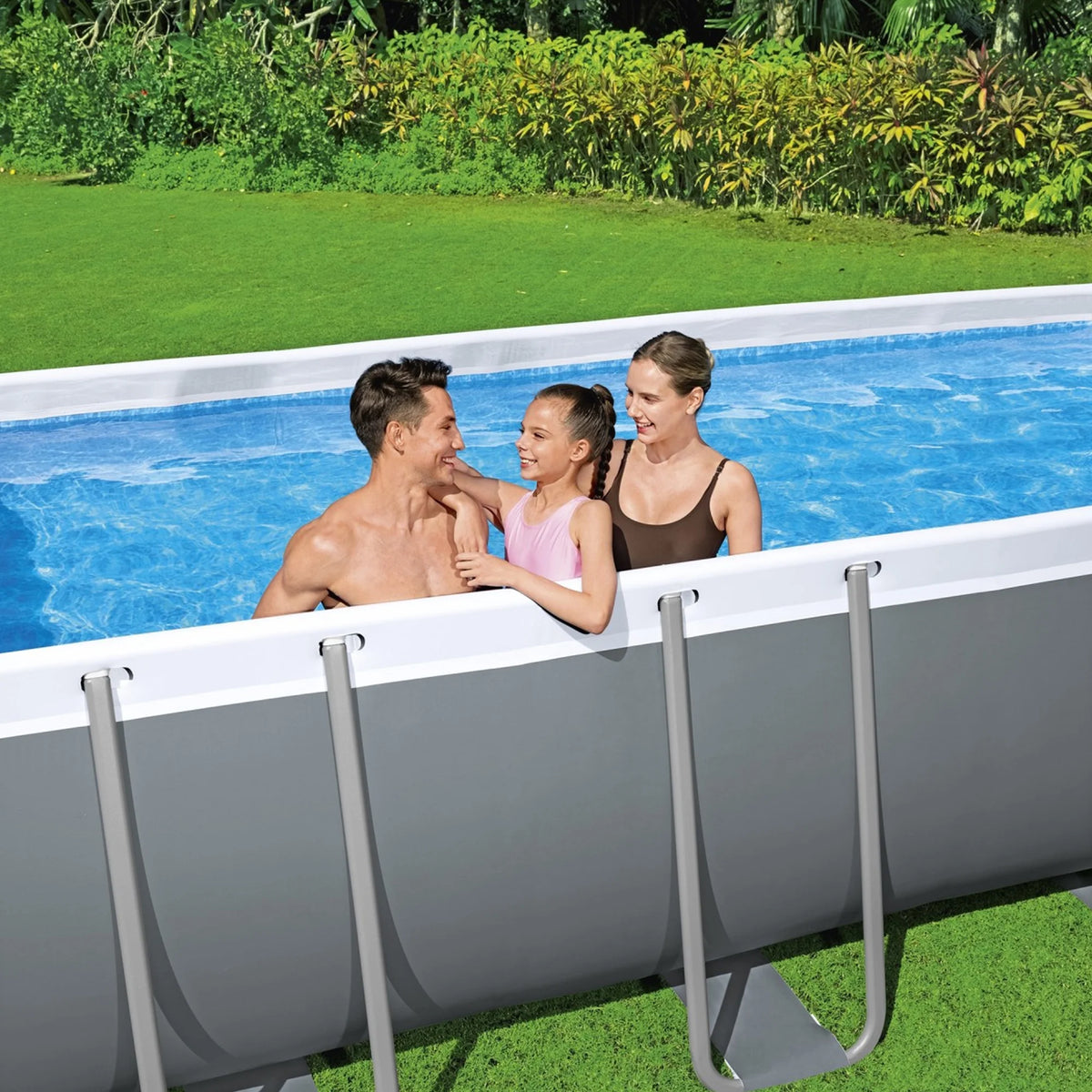 Bestway 24' x 12' x 52" Rectangular Frame Above Ground Swimming Pool Set
