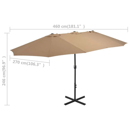 vidaXL Garden Parasol Blue Polyester fabric, Aluminum pole and ribs Large