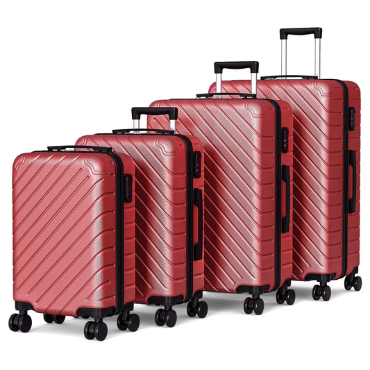 Apelila 4 Piece Luggage Sets Waterproof Durable Ultra-Light Hardside Spinner Suitcase Set Extra Large Capacity with 360�� Silent Wheels 3-Level Handles Lightweight Travel Luggage Free Covers & Hangers