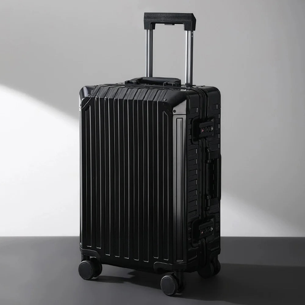 All Aluminum Magnesium Hardshell Carry On Luggage with Lock, Airline Approved Hardside Carry on Suitcase with Spinner Wheels, Checked Metal Rolling Luggage Case for Travel, Business