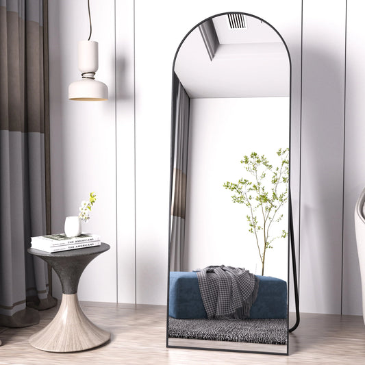 BEAUTYPEAK Arched Full Length Floor Mirror 64"x21" Full Body Standing Mirror,Black