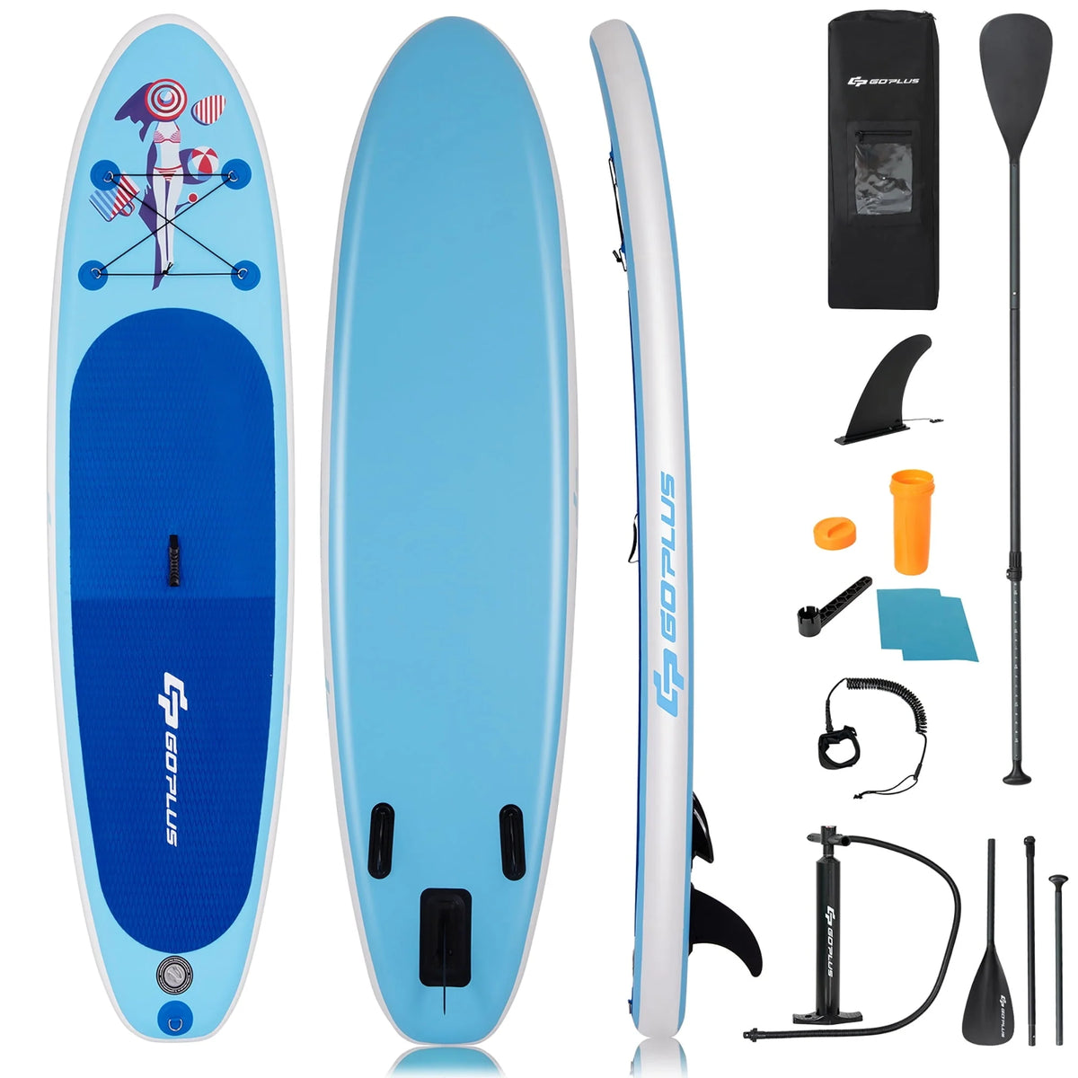 Goplus 10' Inflatable Stand Up Paddle Board SUP W/Adjustable Paddle Pump Leash