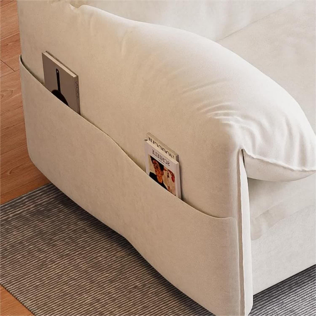 Tabaray 63.8" Futon Sofa Bed Queen Size, Pull Out Bed, 3-in-1 Convertible Sleeper Sofa with Side Pocket, Modern Plush Velvet Futon Couch for Living Room, Small Space, Apartment, Bedroom, Black