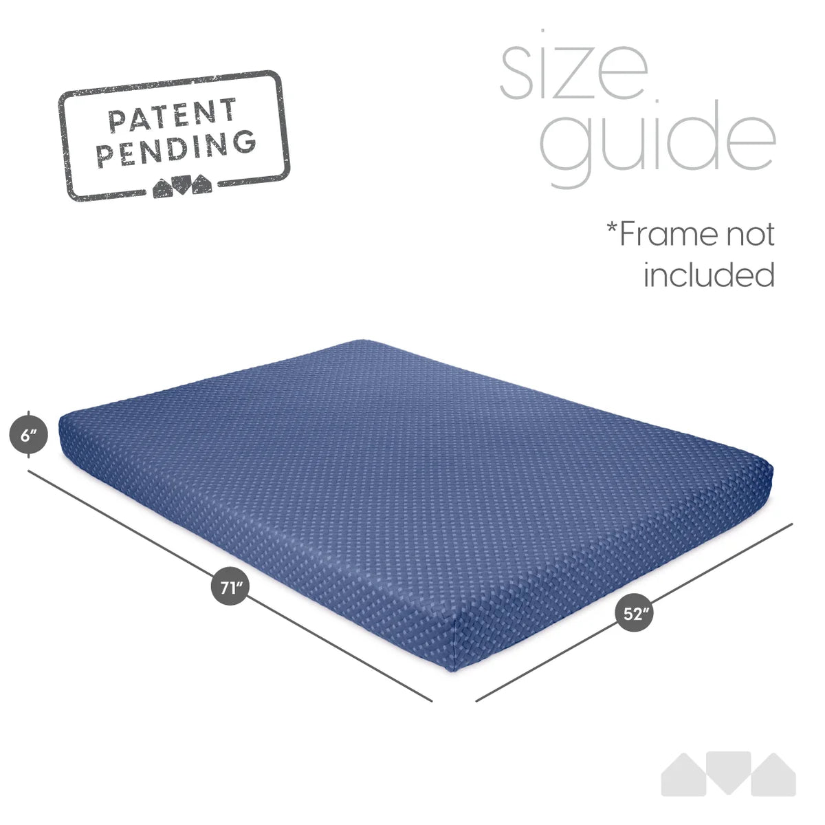 Milliard Memory Foam Futon Mattress - Full Size (Frame Not Included) (Black), 71"52"x6"