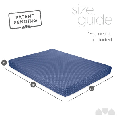 Milliard Memory Foam Futon Mattress - Full Size (Frame Not Included) (Black), 71"52"x6"