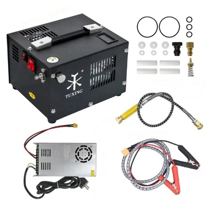 TUXING 4500Psi PCP Air Compressor w/ Built-in Transformer, One-Button Start for PCP Rifles, Paintball Guns, Diving Tanks