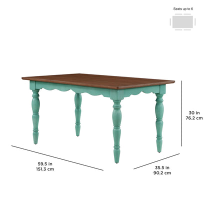 The Pioneer Woman Dining Table Made With Solid Wood Frame, Teal