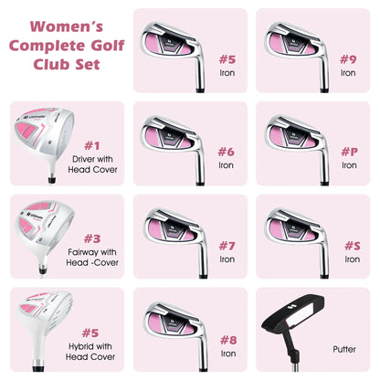 Ultimate Women’s Complete Golf Club Set Golf Club Package Set w/ Rain Hood, Right Hand Purple