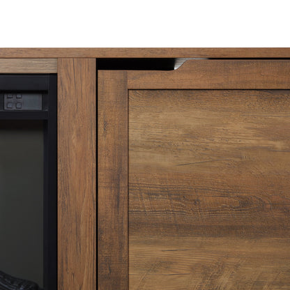 Walker Edison Transitional 2-Door Fireplace TV Stand for TVs up to 65��, Reclaimed Barnwood