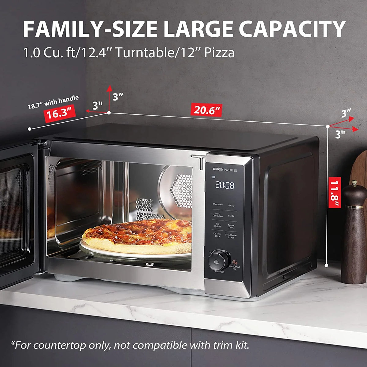 TOSHIBA 7-in-1 Countertop Microwave Oven Air Fryer Combo, Inverter, Convection, Broil, Speedy Combi, Even Defrost, Humidity Sensor, Mute Function, 27 Auto Menu&47 Recipes, 1.0 cu.ft/30QT, 1000W