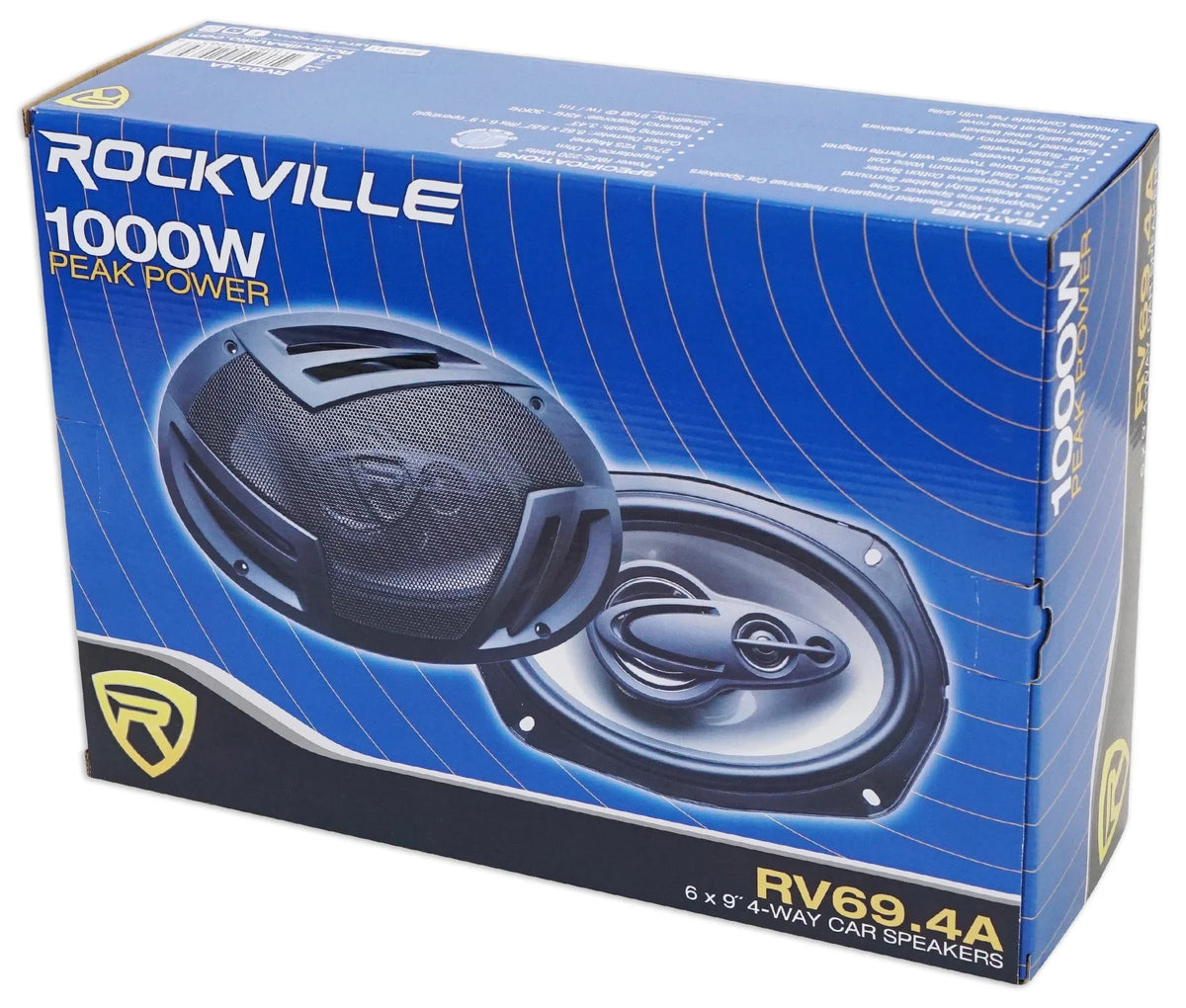 (4) Rockville RV69.4A 6x9" 1000w 4-Way Car Speakers+Quad Speaker Enclosure Box