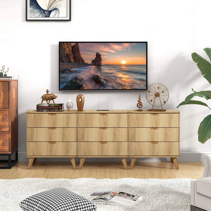 YOCWO Fluted Nightstand for Bedroom Set of 2 , Wood Bedside Table Set of 2 with Drawers, Black