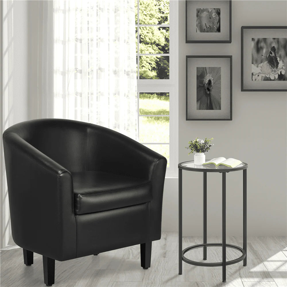Yaheetech Faux Leather Accent Arm Chair For Living Room, Black