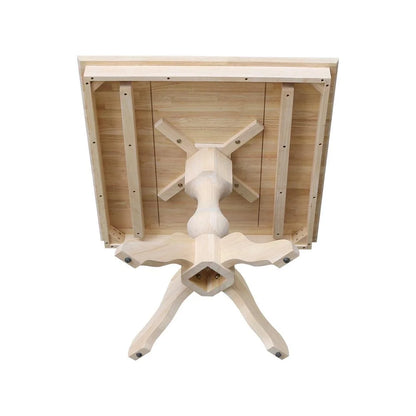 36" x 36"  Natural Solid Wood Square Top Pedestal Table - 29.9" Height