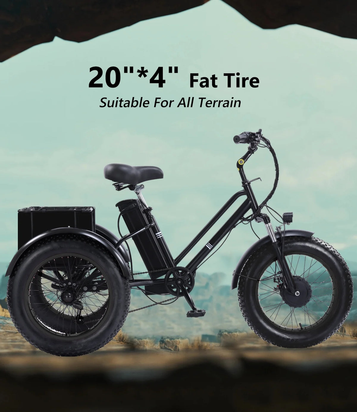 YEBEI Electric Tricycle for Adults Folding E-Trike Motorized Tricycle Electric 3 Wheels Trike Powerful 500W Motor Electric Tricycle 48V15AH Lithium Battery Max 20MPH 20*4.0�� Fat Tire Orange