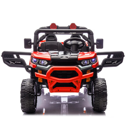 Xuanlur 24V 2 Seater Kids Ride on Car Truck, Ride on UTV W/ 2x200W Motor, 24 Volt Ride on Toys W/ Dump Bed/Shovel, Electric Car for Kids W/ Durable Tires, LED Light, Music, Remote Control, Black