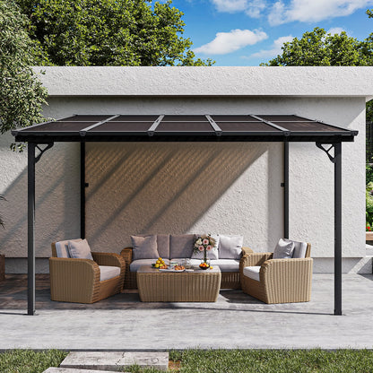 Aoxun 8' x 5' Gazebo for Patio, Gazebo Pergola with Sloped Roof, Grill Gazebo Large Wall-Mounted Heavy Duty Awnings, for Backyard, Deck, Patio