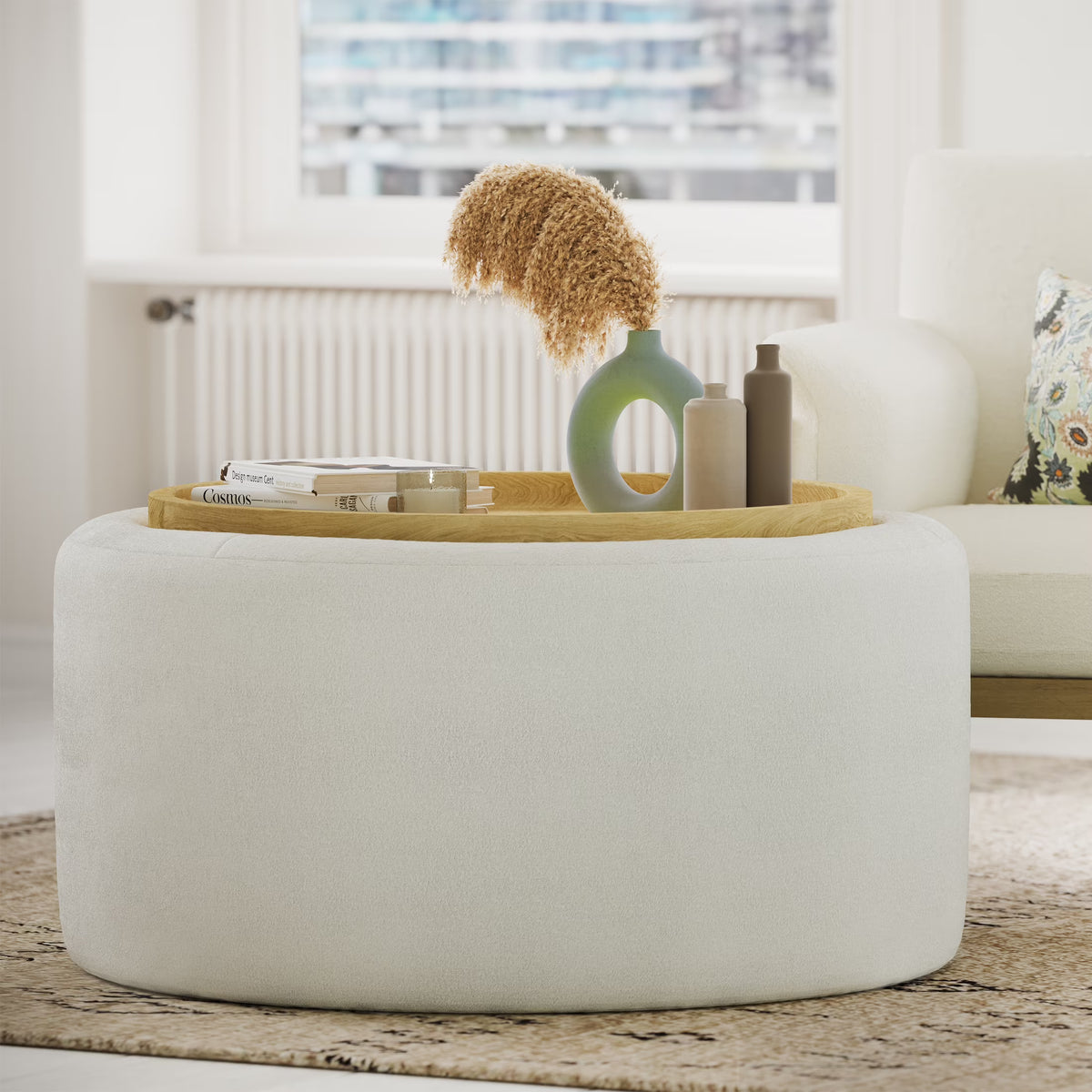 Beautiful Drew Stowaway Coffee Table with Storage by Drew Barrymore, Cream