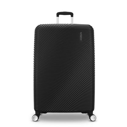 American Tourister Color Waves Large Checked Suitcase with Spinner Wheels - Black