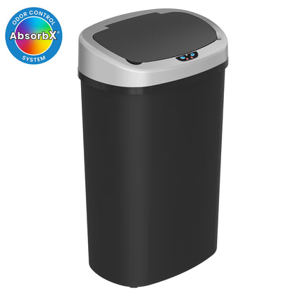 13 Gallon Plastic Sensor Kitchen Trash Can with Odor Filter, Slim Space-Saving Garbage Bin