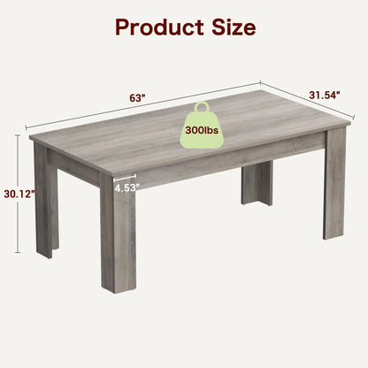 Dining Table for 4-6,63-inch Dining Tables for 4,Farmhouse Kitchen Table with Large Tabletop,Rectangular Dining Room Table,Kitchen Dining Table Dinner Table for Kitchen,Living Room��Only table��