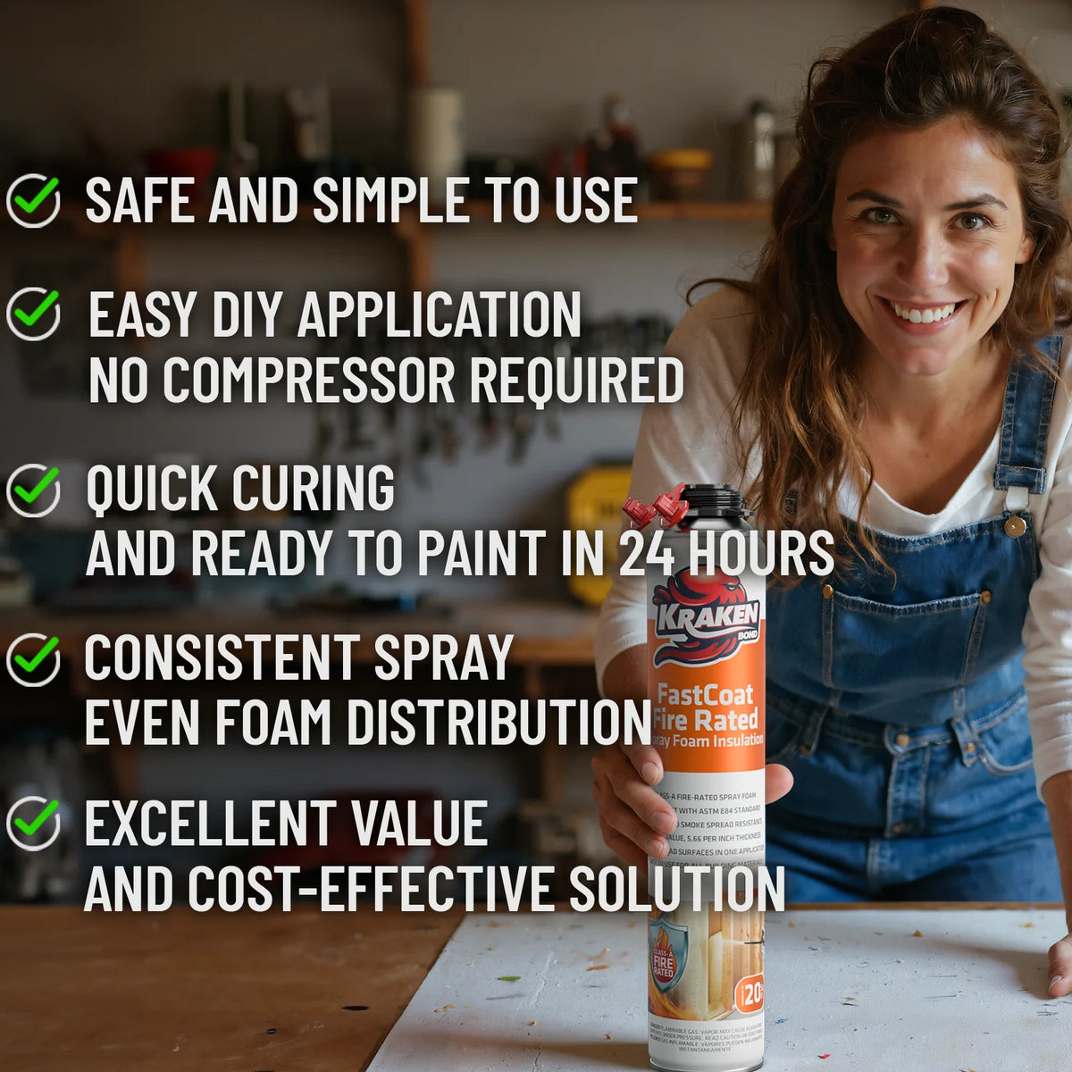 Kraken Bond Fastcoat Spray Foam Insulation Kit, Class A Fire Rated, 240 Board Feet, Closed Cell - 12 Pack Set
