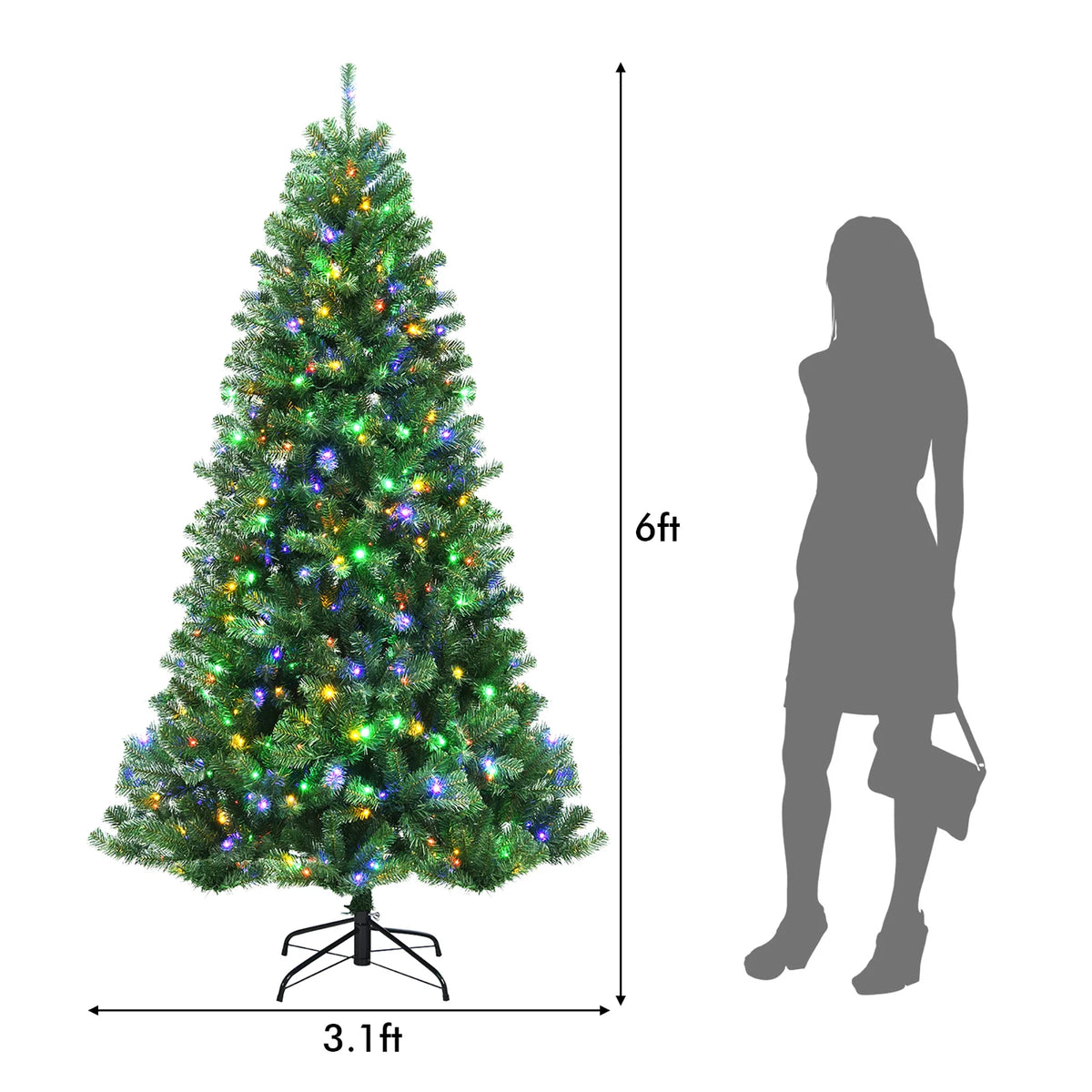 Costway 7ft Pre-lit Hinged Christmas Tree w/ Remote Control & 9 Lighting Modes