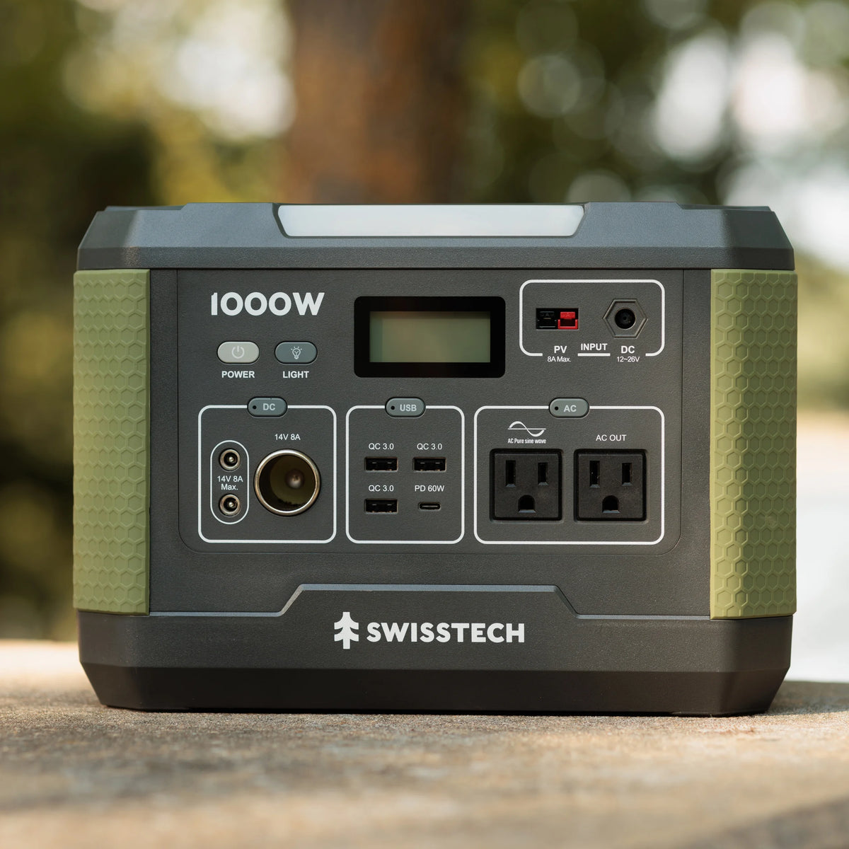 Swiss Tech 1000W portable power station 999Wh solar generator for camping & emergency use