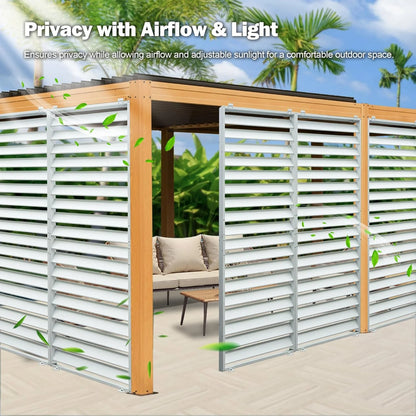 TOTAL Outdoor Waterproof Aluminum Privacy Screen for Louvered Pergolas, UV Resistant, Wind Blocking, Gray (Pergola Not Included)
