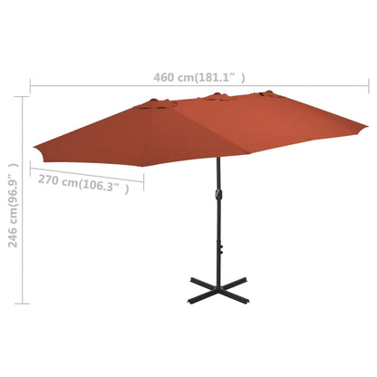 vidaXL Garden Parasol Blue Polyester fabric, Aluminum pole and ribs Large