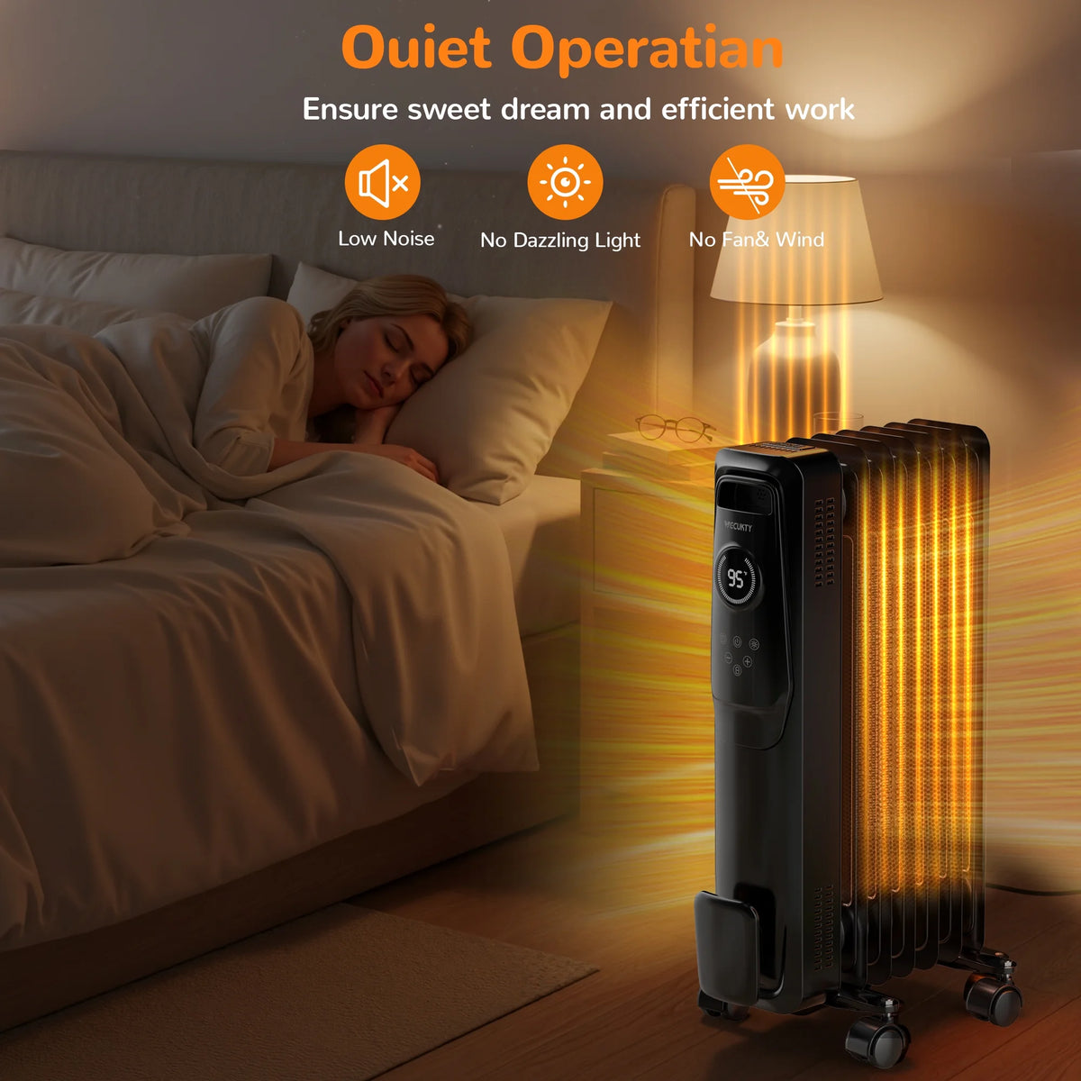 VECUKTY 1500W Oil Radiator Heater, Electric Oil Filled Space Heater Radiator with Remote Control,Child Lock,3 Modes,Overheat & Tip-Over Protection��24h Timer Digital Thermostat,Black