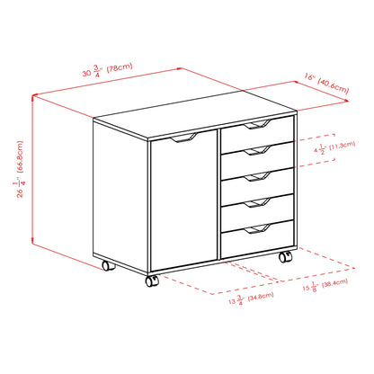 Winsome Halifax 5-Drawer, Side Storage Mobile Cabinet 10630, White Finish