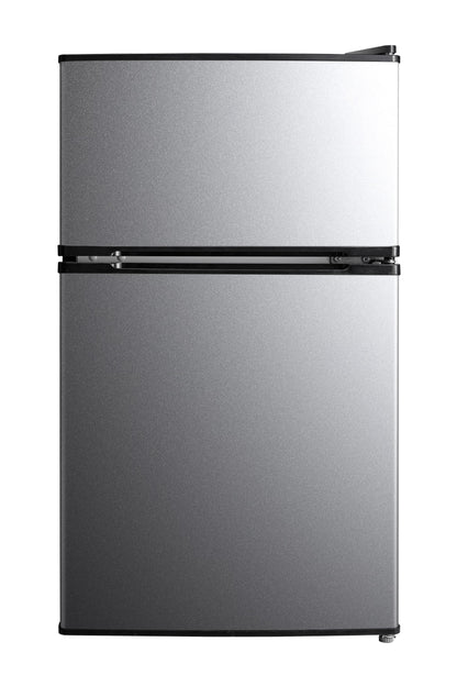 Mainstays 3.2 Cu. ft. 2-Door Refrigerator with Freezer, Stainless Steel Look