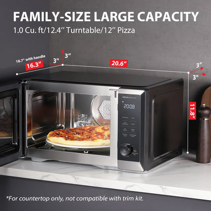TOSHIBA 7-in-1 Countertop Microwave Oven Air Fryer Combo, Inverter, Convection, Broil, Speedy Combi, Even Defrost, Humidity Sensor, Mute Function, 27 Auto Menu&47 Recipes, 1.0 cu.ft/30QT, 1000W