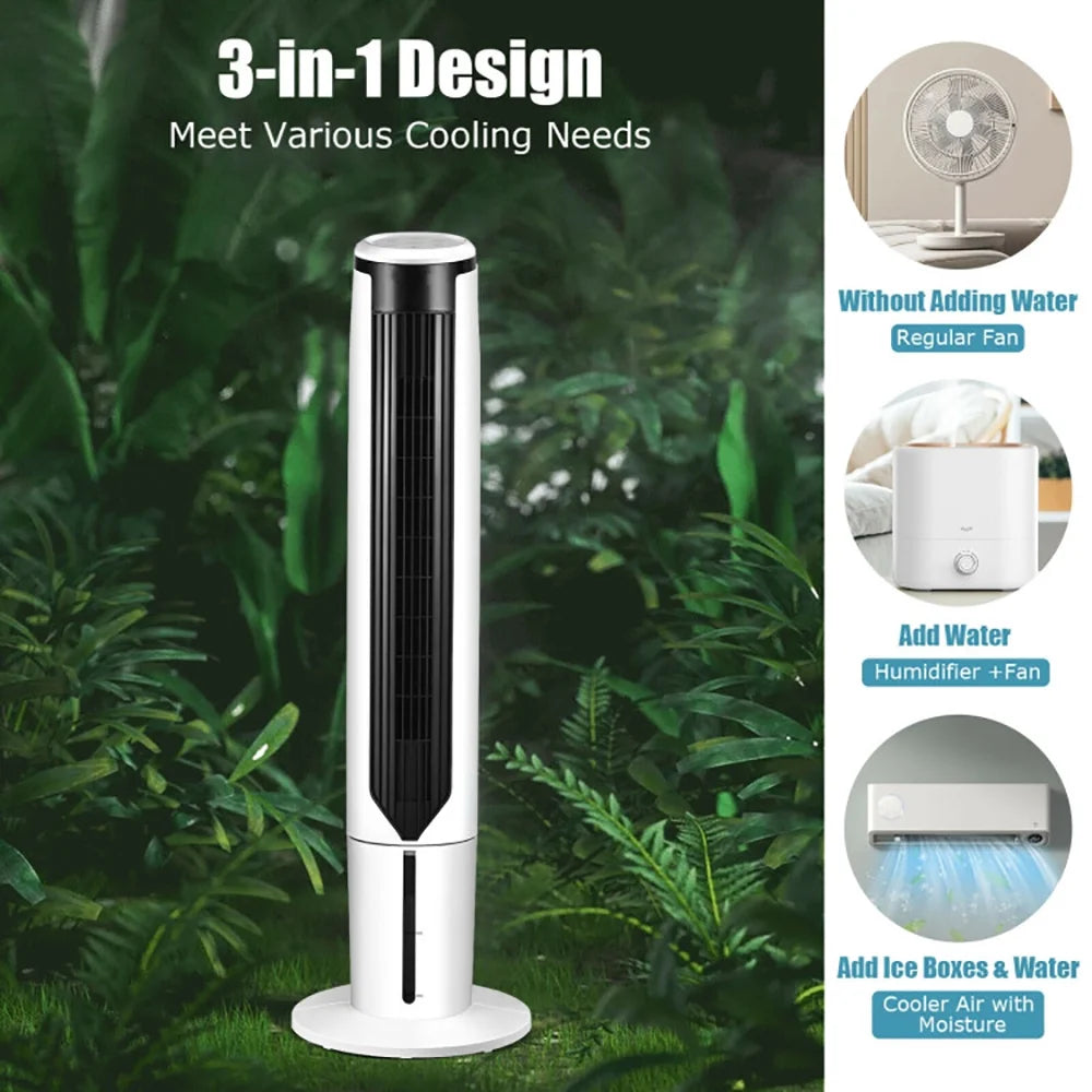 Topcobe 41" Evaporative Air Cooler with 3 Modes and 3 Speeds, Smart Floor Fans for Bedroom, Standing Bladeless Fan, White