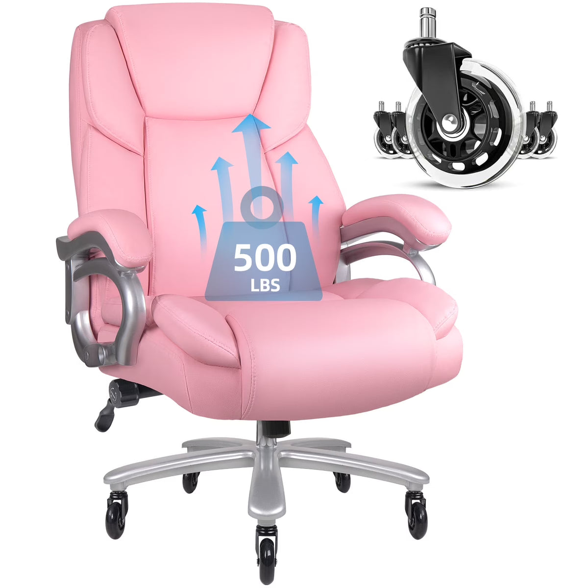 Waleaf Heavy Duty Big and Tall Office Chair 500lbs with Adjustable Lumbar Support,High Back Office Chair for Adults