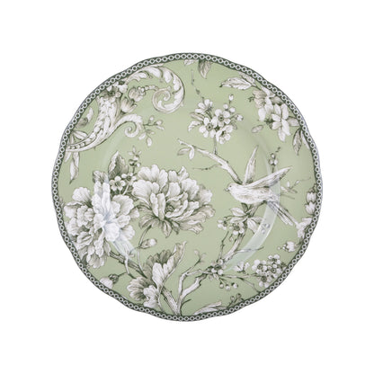 222 Fifth Adelaide Brown on White Porcelain 12 Piece Dinnerware Set, Plates & Bowls, Service for 4