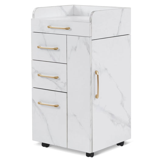 BarberPub Salon Trolley, Hair Styling Rolling Utility Cart with Storage Drawer
