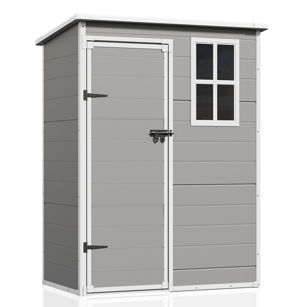 UDPATIO Outdoor Storage Shed 5x3 FT, Resin Garden Shed for Backyard, Patio, Lawn, Grey & White