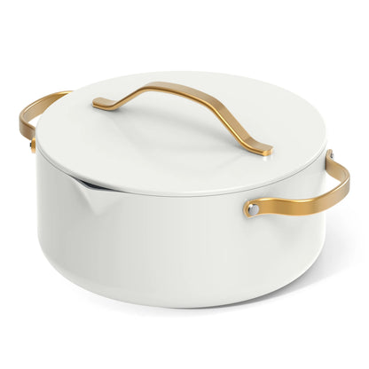 Beautiful 12pc Ceramic Non-Stick Cookware Set with Strainer Lids, White Icing by Drew Barrymore