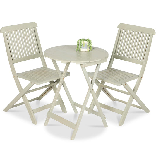 Best Choice Products 3-Piece Acacia Wood Bistro Set, Folding Patio Furniture w/ 2 Chairs, Table - Natural
