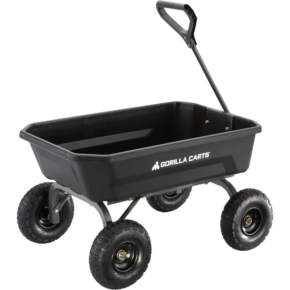 Gorilla Carts 4 Cu. ft. Poly Garden Dump Cart, 600 lbs. Capacity, 35 in. x 22 in. Bed, 10 in. Tires