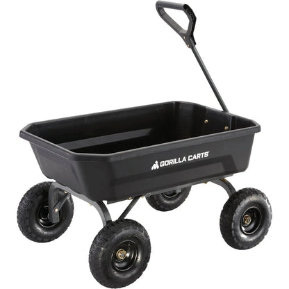 Gorilla Carts 4 Cu. ft. Poly Garden Dump Cart, 600 lbs. Capacity, 35 in. x 22 in. Bed, 10 in. Tires
