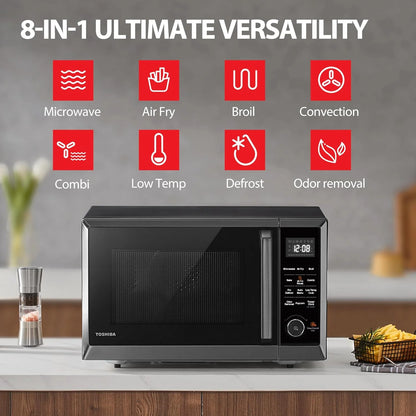 TOSHIBA 8-in-1 Countertop Microwave Oven with Air Fryer, Convection, Child-Lock, 1.0 Cu Ft, Black