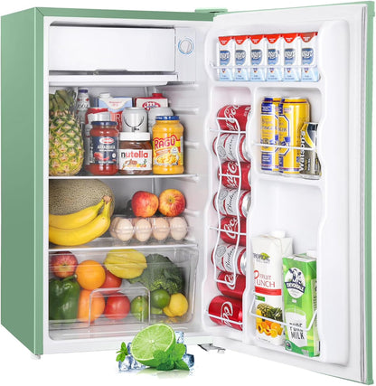 Upstreman 3.2 Cu.Ft Mini Fridge with Freezer, Single Door Mini Fridge, Dorm Fridge, Adjustable Thermostat, Mini Refrigerator for Bedroom, Office, Dorm, Green-BR321