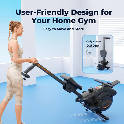 YOSUDA Magnetic Rowing Machine 350 LB Weight Capacity - Foldable Rower for Home Use with Bluetooth, App Supported, Tablet Holder and Comfortable Seat Cushion