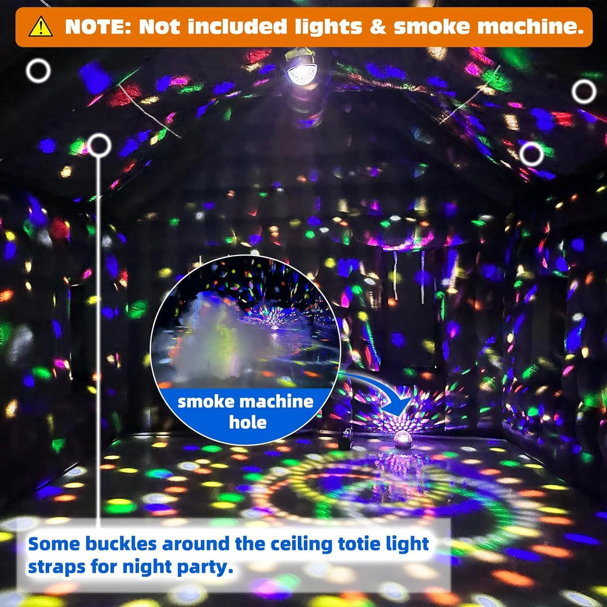 WARSUN 60 Person Large inflatable Party Tent with Disco Cube