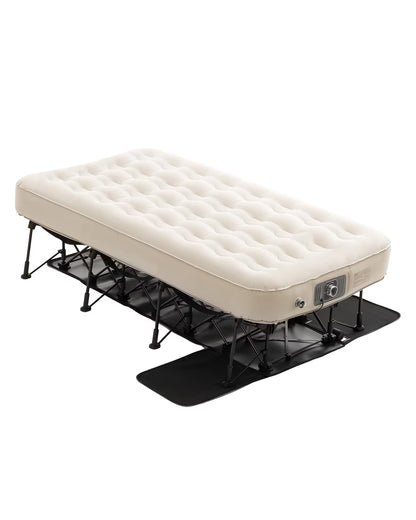 VEVOR Air Mattress with Frame, Inflatable 1 Person Camping Cot with Built-in Pump, Portable Folding Air Beds Supports 300 lbs, Blow Up Anywhere Bed for Guests Camping Travel Indoor & Outdoor Use
